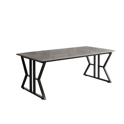 2 Drawers Writing Desk Stone 29.53" Tall Office Desk with Sled Base 47.2"L x 23.6"W x 29.5"H Clearhalo 'furn' 'furn_office_desk' 'Furniture' 'Office Desks' 'Office Furniture' 'office_desk' 6788053