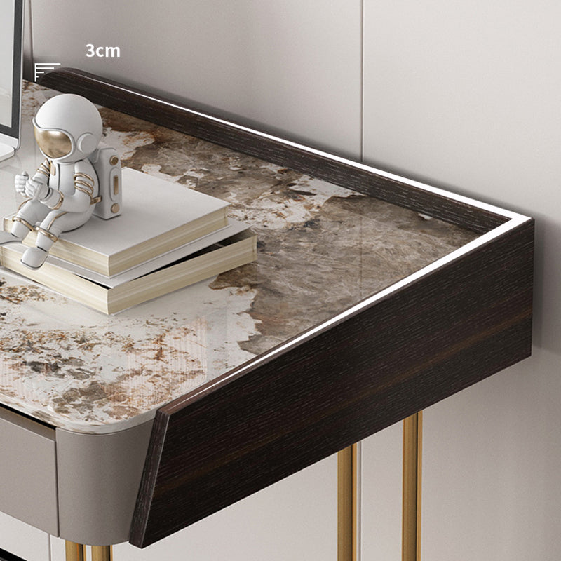 2 Drawers Writing Desk Stone 29.53" Tall Office Desk with Sled Base Clearhalo 'furn' 'furn_office_desk' 'Furniture' 'Office Desks' 'Office Furniture' 'office_desk' 6788060