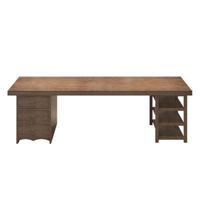 Moderne massive Holz -Büro -Schreibtisch Rechteck Task Schreibtisch mit Schubladen und Regalen