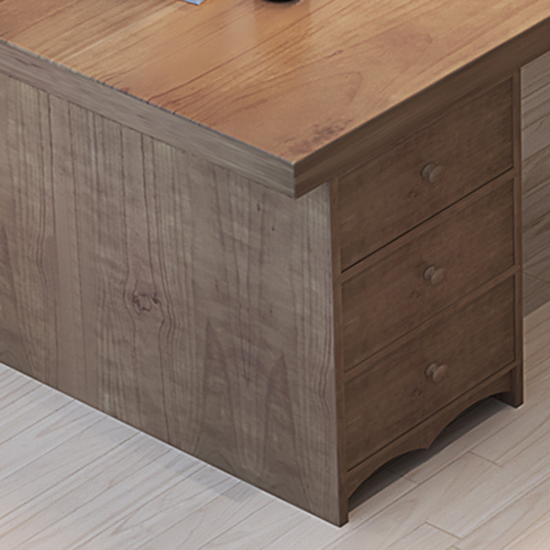 Moderne massive Holz -Büro -Schreibtisch Rechteck Task Schreibtisch mit Schubladen und Regalen
