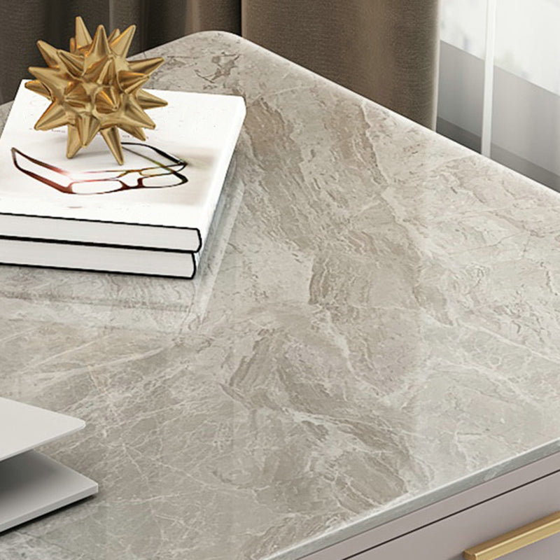 Glam Stone Writing Desk Sled Base 29.53" Tall Office Desk with Drawers Clearhalo 'furn' 'furn_office_desk' 'Furniture' 'Office Desks' 'Office Furniture' 'office_desk' 6788091