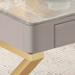 Glam Stone Writing Desk Sled Base 29.53" Tall Office Desk with Drawers Clearhalo 'furn' 'furn_office_desk' 'Furniture' 'Office Desks' 'Office Furniture' 'office_desk' 6788092