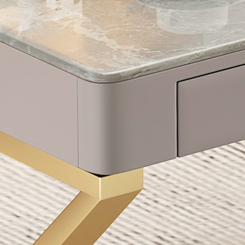 Glam Stone Writing Desk Sled Base 29.53" Tall Office Desk with Drawers Clearhalo 'furn' 'furn_office_desk' 'Furniture' 'Office Desks' 'Office Furniture' 'office_desk' 6788092