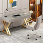 Glam Stone Writing Desk Sled Base 29.53" Tall Office Desk with Drawers Clearhalo 'furn' 'furn_office_desk' 'Furniture' 'Office Desks' 'Office Furniture' 'office_desk' 6788098