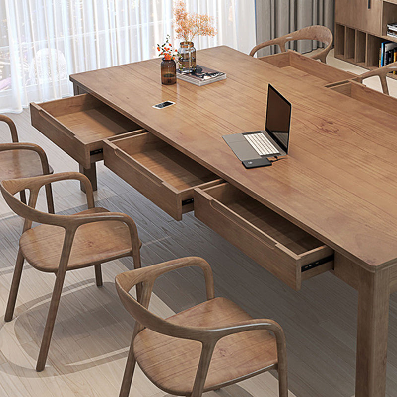 Moderner massiver Holzbüro -Schreibtisch Rechteck Task Schreibtisch mit 3/6 Schubladen für Zuhause