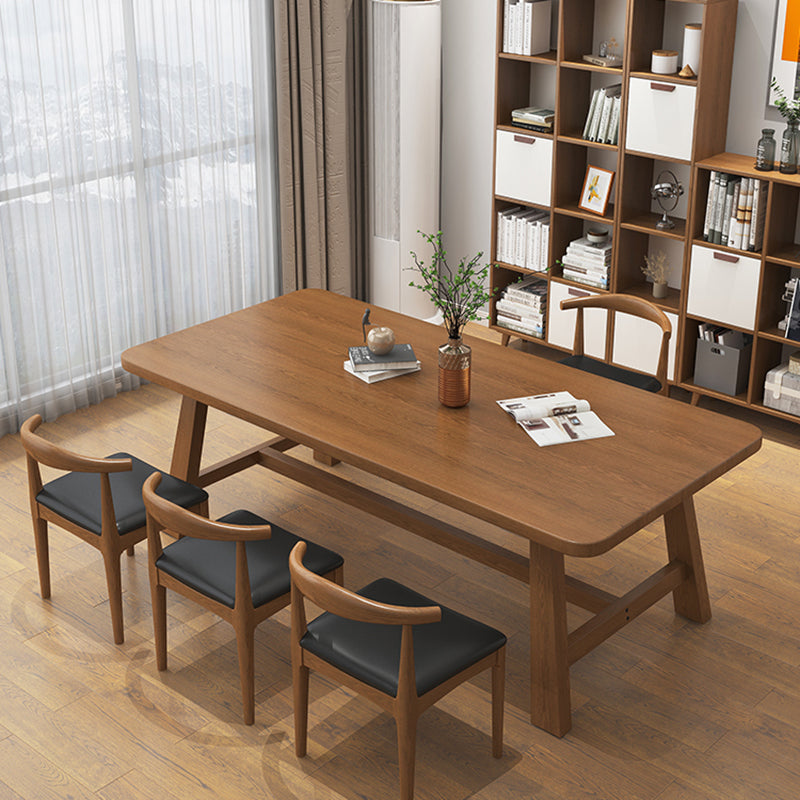 Solid Wood Curved Writing Desk H-Shape Base 29.53" Tall Office Desk 78.7"L x 31.5"W x 29.5"H Clearhalo 'furn' 'furn_office_desk' 'Furniture' 'Office Desks' 'Office Furniture' 'office_desk' 6788267