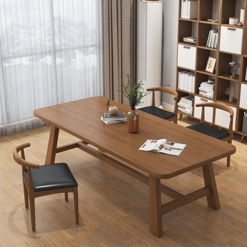 Solid Wood Curved Writing Desk H-Shape Base 29.53" Tall Office Desk Clearhalo 'furn' 'furn_office_desk' 'Furniture' 'Office Desks' 'Office Furniture' 'office_desk' 6788276