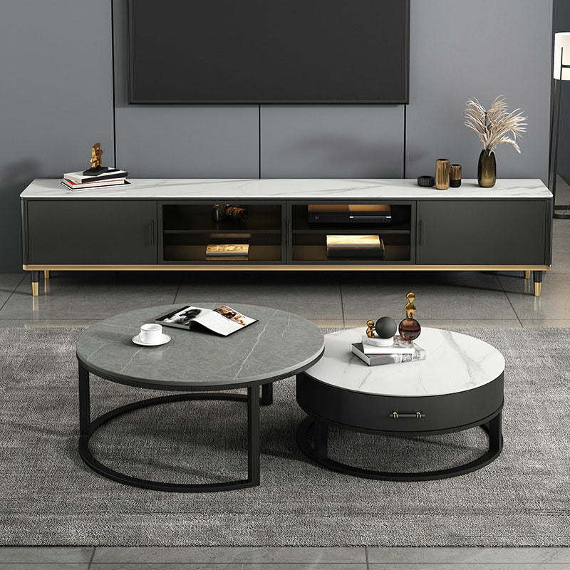 Stone TV Media Console Console TV con contenitore chiuso con ante