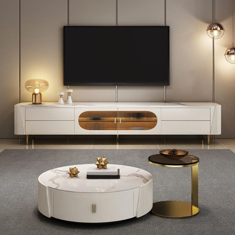 Console TV multimediale con contenitore chiuso Console TV Glam con 4 cassetti