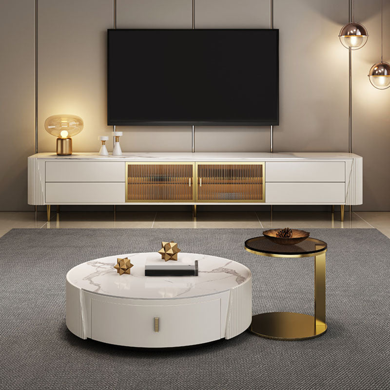 Console TV multimediale con contenitore chiuso Console TV Glam con 4 cassetti