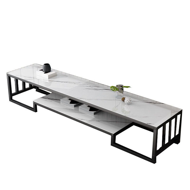 Glass TV Media Console Open Storage TV Console for Living Room Clearhalo 'furn' 'furn_tv_stands_entertainment_centers' 'Furniture' 'Living Room Furniture' 'TV Stands & Entertainment Centers' 'TV Stands & Media Storage Furniture' 'tv_stands_entertainment_centers' 6788502
