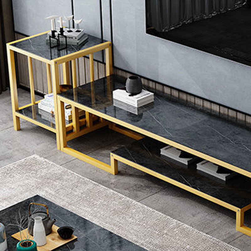 Glass TV Media Console Open Storage TV Console for Living Room Clearhalo 'furn' 'furn_tv_stands_entertainment_centers' 'Furniture' 'Living Room Furniture' 'TV Stands & Entertainment Centers' 'TV Stands & Media Storage Furniture' 'tv_stands_entertainment_centers' 6788505