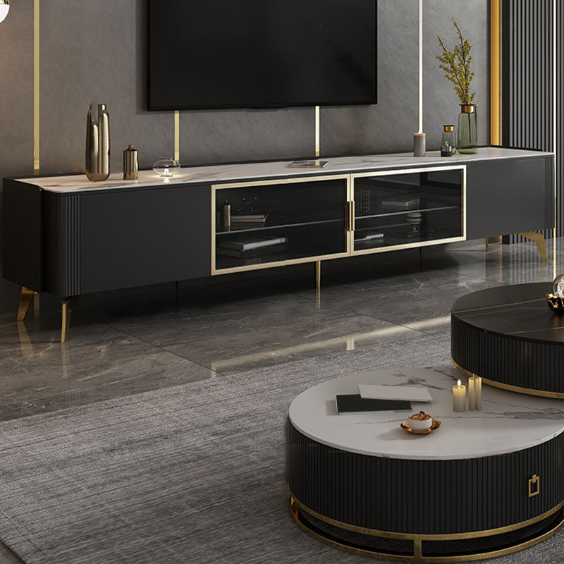 Glam TV Media Console Enclosed Storage TV Console for Living Room Clearhalo 'furn' 'furn_tv_stands_entertainment_centers' 'Furniture' 'Living Room Furniture' 'TV Stands & Entertainment Centers' 'TV Stands & Media Storage Furniture' 'tv_stands_entertainment_centers' 6788513