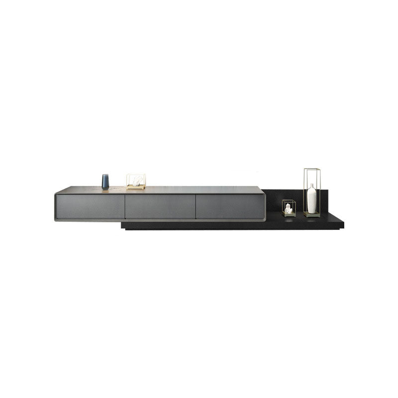 Scandinavian TV Media Console Wood Stand Console for Living Room 59"L x 16.5"W x 11"H Black-Gray Clearhalo 'furn' 'furn_tv_stands_entertainment_centers' 'Furniture' 'Living Room Furniture' 'TV Stands & Entertainment Centers' 'TV Stands & Media Storage Furniture' 'tv_stands_entertainment_centers' 6788600