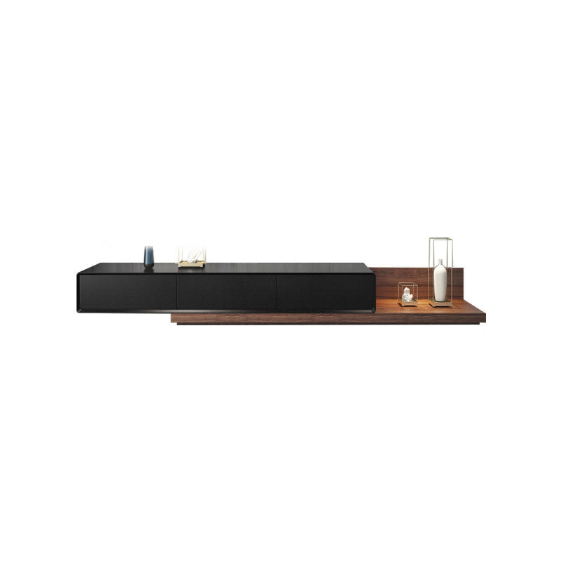 Scandinavian TV Media Console Wood Stand Console for Living Room 59"L x 16.5"W x 11"H Walnut+Black Clearhalo 'furn' 'furn_tv_stands_entertainment_centers' 'Furniture' 'Living Room Furniture' 'TV Stands & Entertainment Centers' 'TV Stands & Media Storage Furniture' 'tv_stands_entertainment_centers' 6788604
