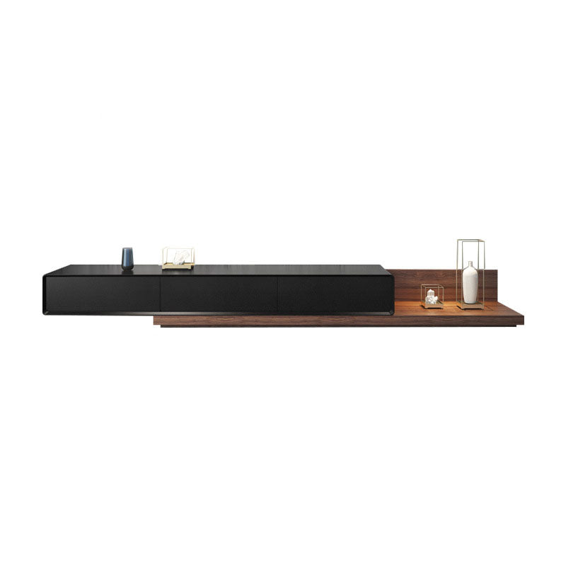 Scandinavian TV Media Console Wood Stand Console for Living Room 79"L x 16.5"W x 11"H Walnut+Black Clearhalo 'furn' 'furn_tv_stands_entertainment_centers' 'Furniture' 'Living Room Furniture' 'TV Stands & Entertainment Centers' 'TV Stands & Media Storage Furniture' 'tv_stands_entertainment_centers' 6788614