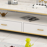 Console TV in vetro TV console TV Open Storage con 2 cassetti