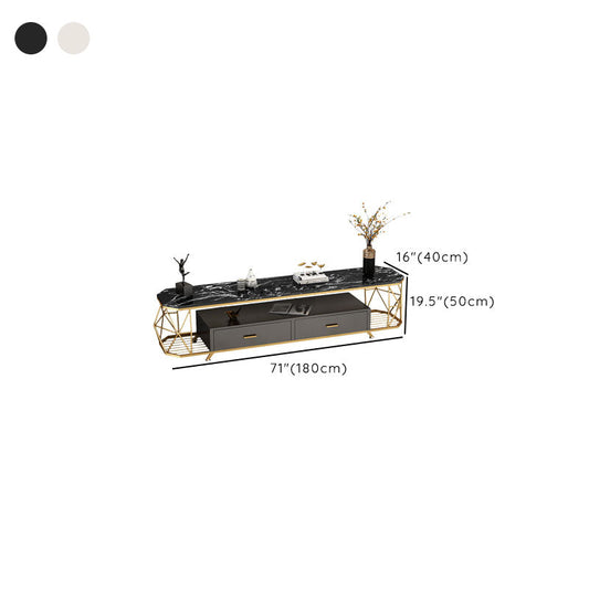 Console TV in vetro TV console TV Open Storage con 2 cassetti