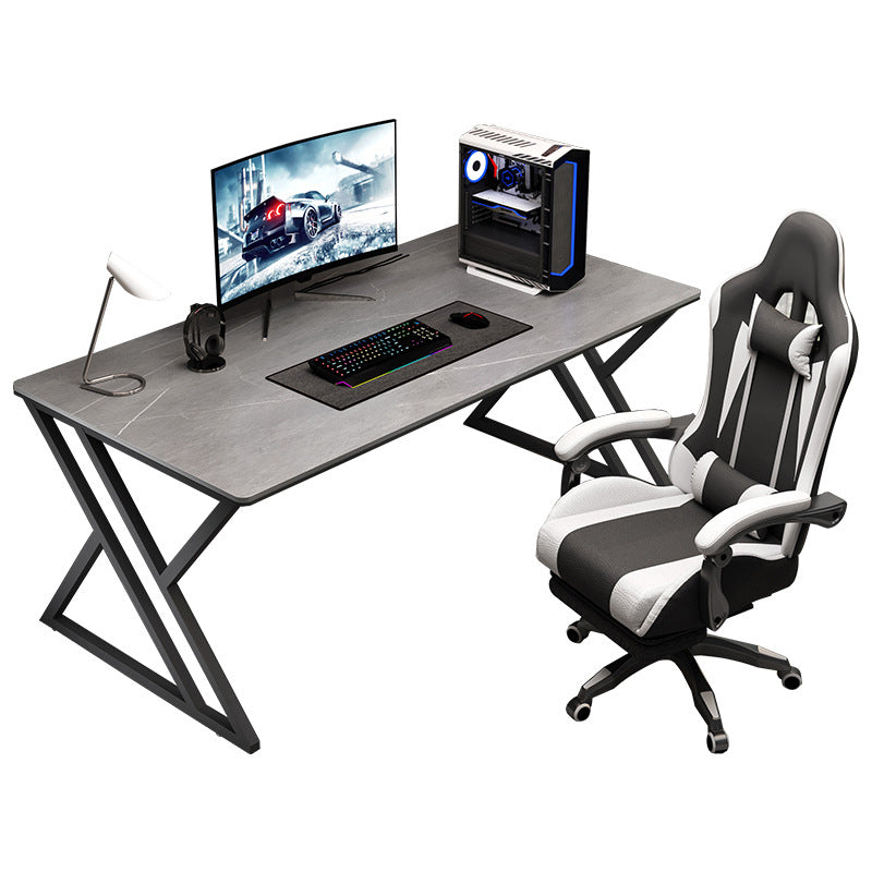 Stone Rectangular Gaming Desk 29.53-inch Tall Computer Desk with Iron Legs Clearhalo 'furn' 'furn_office_desk' 'Furniture' 'Office Desks' 'Office Furniture' 'office_desk' 6789024
