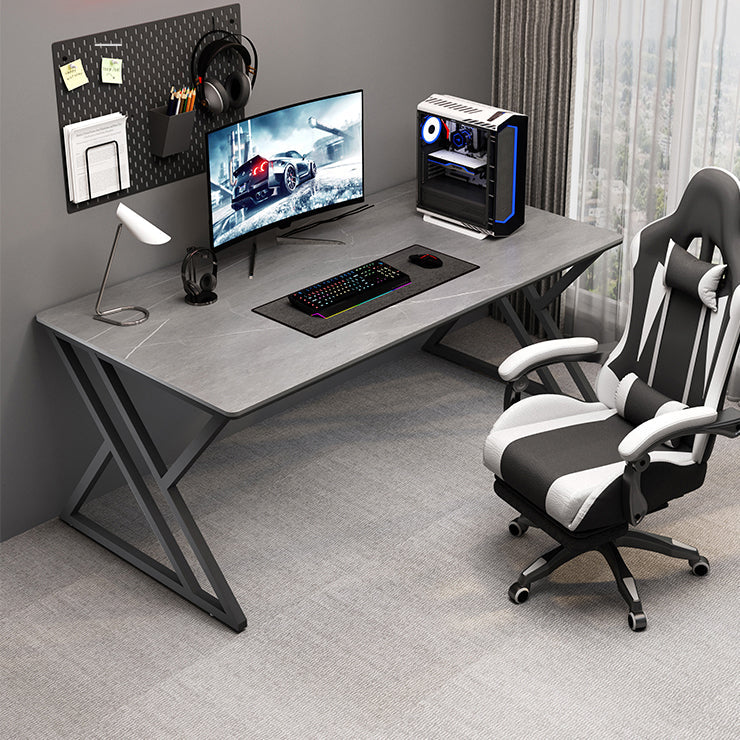 Stone Rectangular Gaming Desk 29.53-inch Tall Computer Desk with Iron Legs Clearhalo 'furn' 'furn_office_desk' 'Furniture' 'Office Desks' 'Office Furniture' 'office_desk' 6789026