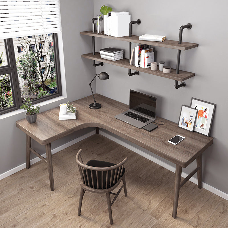 Industrial L-Shape Office Desk Solid Wooden Writing Desk for Office 63"L x 31.5"W x 29.5"H Left Hand Return Clearhalo 'furn' 'furn_office_desk' 'Furniture' 'Office Desks' 'Office Furniture' 'office_desk' 6789226