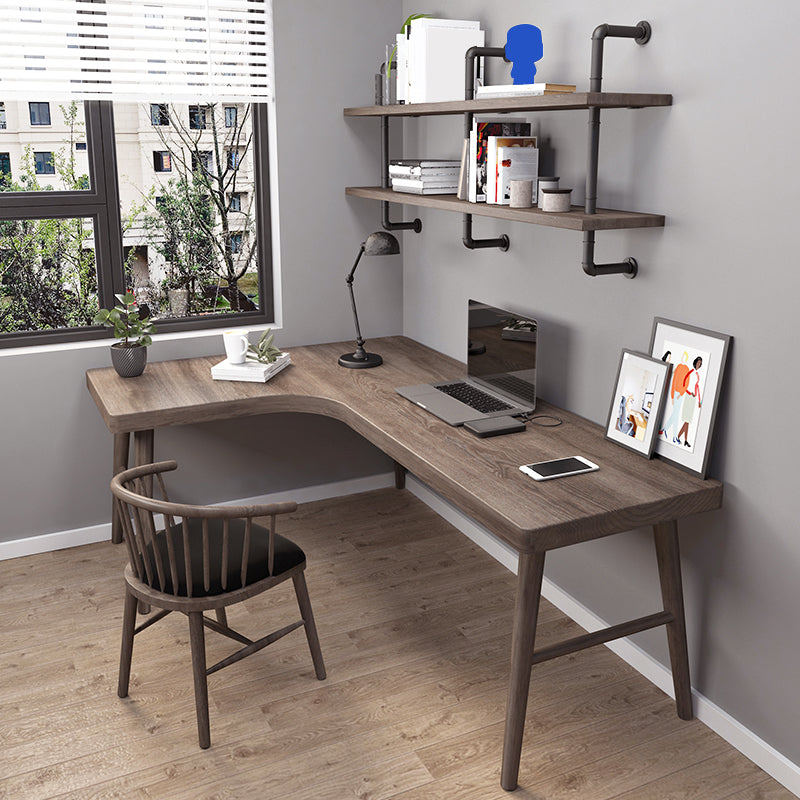 Industrial L-Shape Office Desk Solid Wooden Writing Desk for Office 55.1"L x 31.5"W x 29.5"H Left Hand Return Clearhalo 'furn' 'furn_office_desk' 'Furniture' 'Office Desks' 'Office Furniture' 'office_desk' 6789228