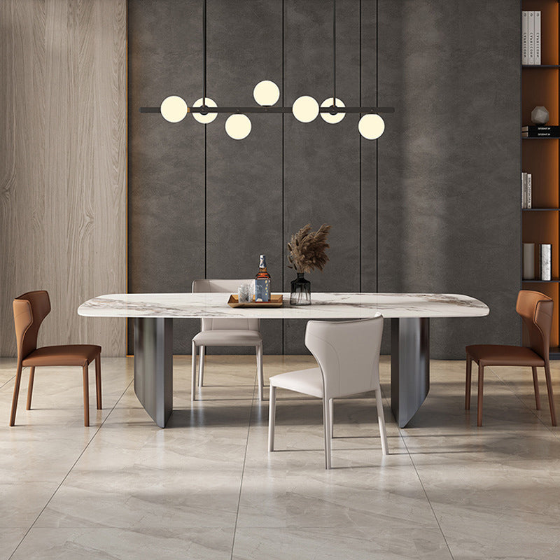 Eigentijdse stijl 1/3/4/6/7/8 stukken eetstoelen voor rechthoekige stenen meubels in grijs