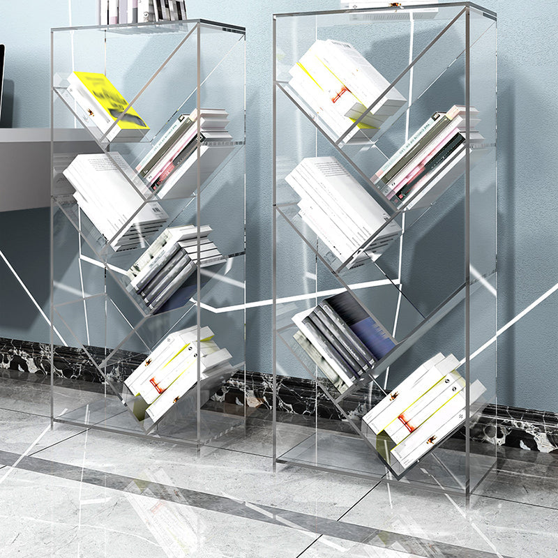 Open Back Standard Bookshelf Acrylic Bookcase with Rectangular Shelves