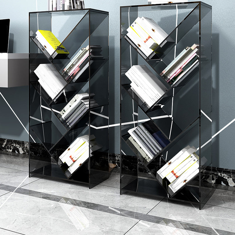 Open Back Standard Bookshelf Acrylic Bookcase with Rectangular Shelves