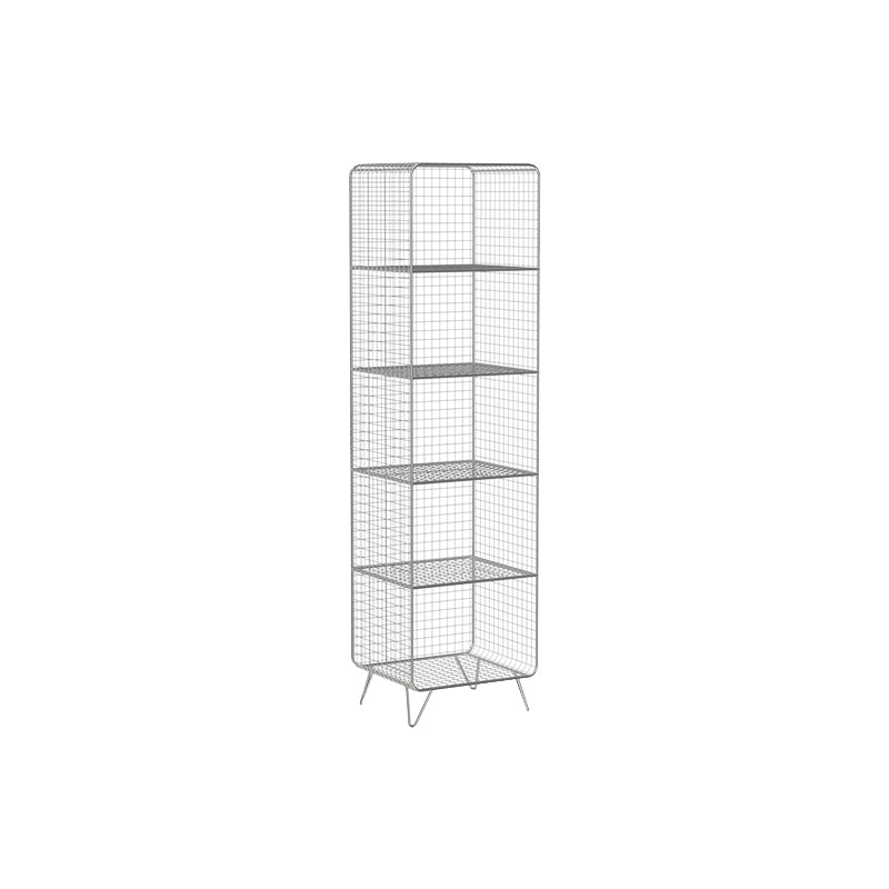 Metal Closed Back Standard Bookshelf Modern Style Bookcase with Shelves Silver Clearhalo 'Bookcases' 'furn' 'furn_bookcases' 'Furniture' 'Office Furniture' 6789454