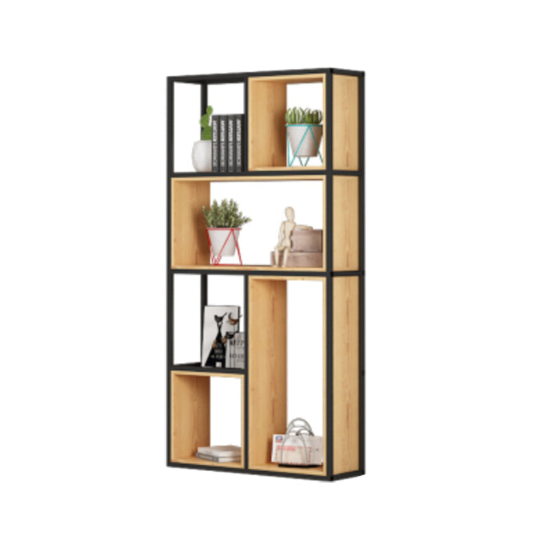 Natural Standard Bookcase Industrial Wooden Open Back Bookshelf 31.5"L x 9.8"W x 63"H Clearhalo 'Bookcases' 'furn' 'furn_bookcases' 'Furniture' 'Office Furniture' 6789466