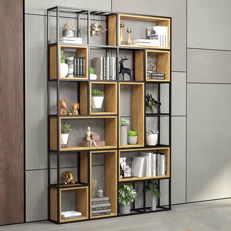 Natural Standard Bookcase Industrial Wooden Open Back Bookshelf Clearhalo 'Bookcases' 'furn' 'furn_bookcases' 'Furniture' 'Office Furniture' 6789468