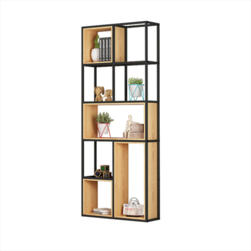Natural Standard Bookcase Industrial Wooden Open Back Bookshelf 31.5"L x 9.8"W x 78.7"H Clearhalo 'Bookcases' 'furn' 'furn_bookcases' 'Furniture' 'Office Furniture' 6789471