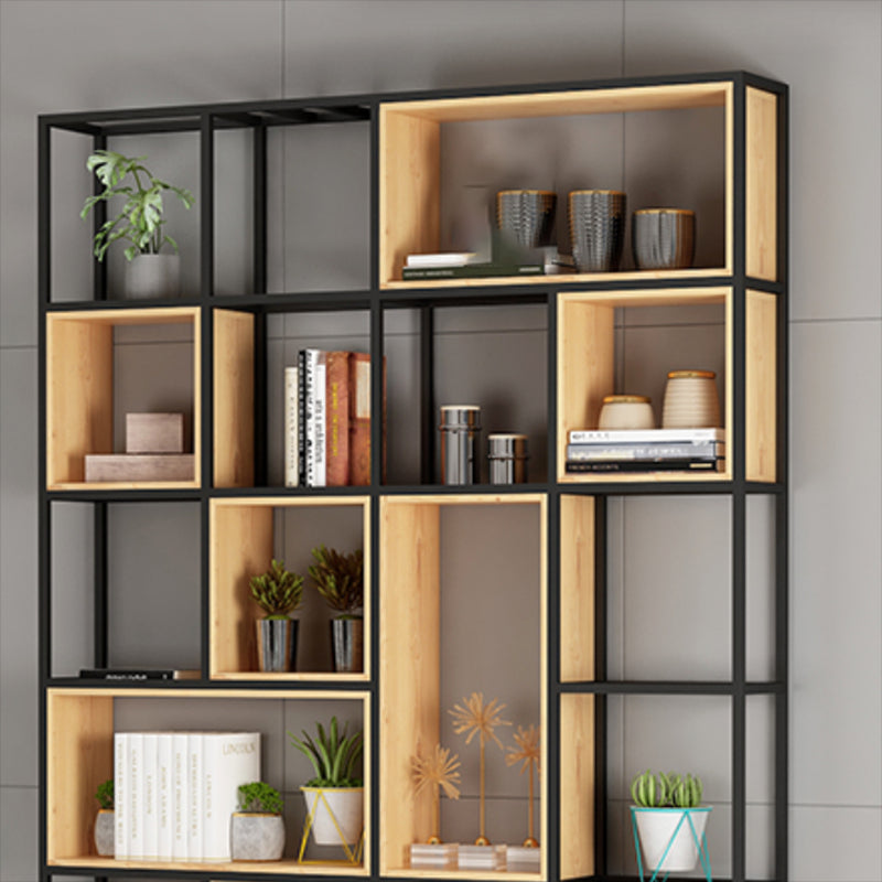Natural Standard Bookcase Industrial Wooden Open Back Bookshelf Clearhalo 'Bookcases' 'furn' 'furn_bookcases' 'Furniture' 'Office Furniture' 6789476