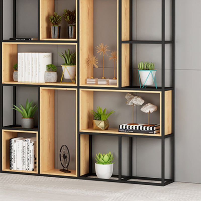 Natural Standard Bookcase Industrial Wooden Open Back Bookshelf Clearhalo 'Bookcases' 'furn' 'furn_bookcases' 'Furniture' 'Office Furniture' 6789478