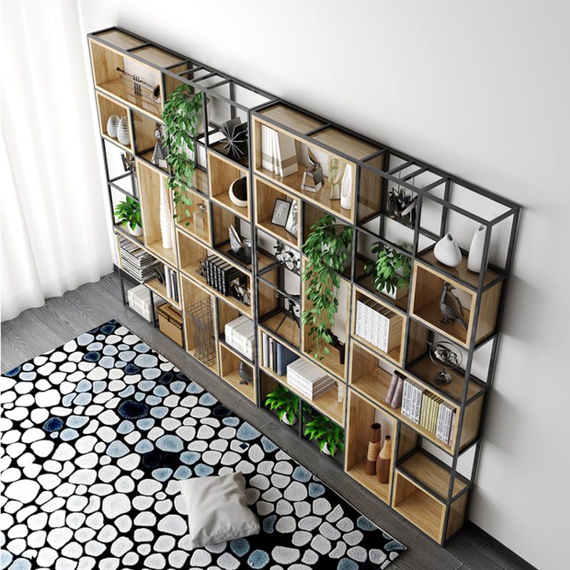 Natural Standard Bookcase Industrial Wooden Open Back Bookshelf Clearhalo 'Bookcases' 'furn' 'furn_bookcases' 'Furniture' 'Office Furniture' 6789481