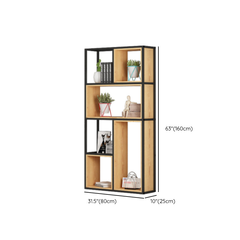 Natural Standard Bookcase Industrial Wooden Open Back Bookshelf Clearhalo 'Bookcases' 'furn' 'furn_bookcases' 'Furniture' 'Office Furniture' 6789484