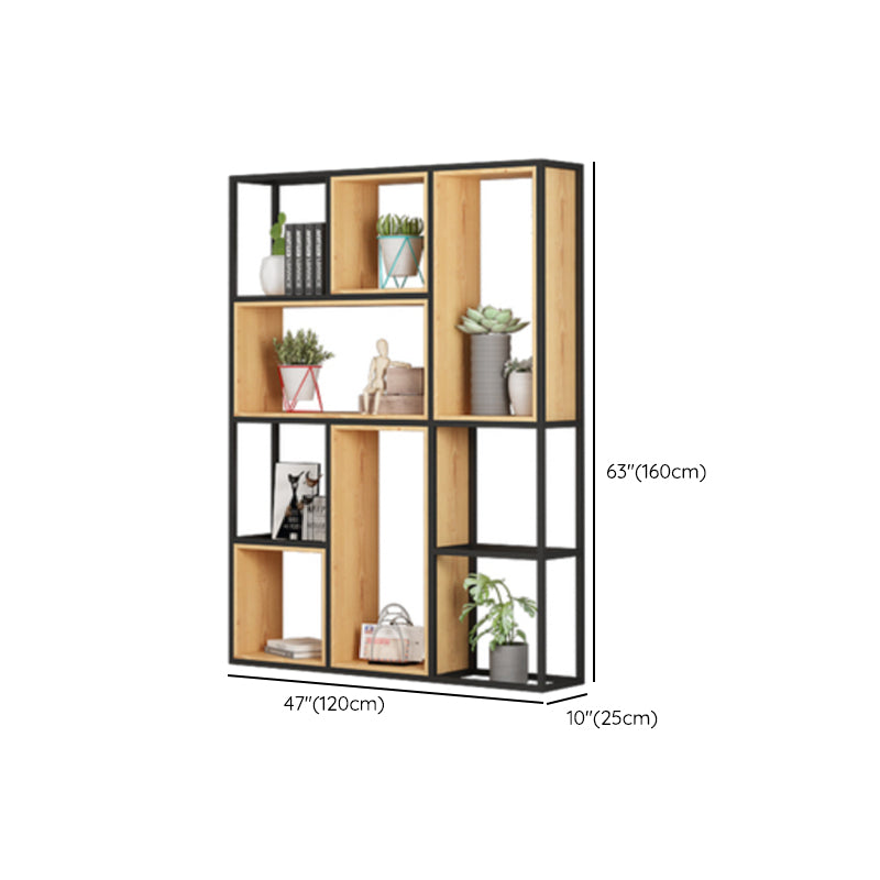 Natural Standard Bookcase Industrial Wooden Open Back Bookshelf Clearhalo 'Bookcases' 'furn' 'furn_bookcases' 'Furniture' 'Office Furniture' 6789485