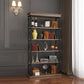 Industrial Style Open Back Bookshelf Standard Metal Bookcase with Rectangular Shelves