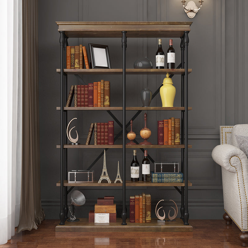 Industrial Style Open Back Bookshelf Standard Metal Bookcase with Rectangular Shelves