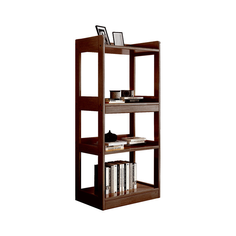 Modern Open Back Standard Bookshelf Wooden Bookcase With Shelves 25.2"L x 11.8"W x 49.6"H Walnut Clearhalo 'Bookcases' 'furn' 'furn_bookcases' 'Furniture' 'Office Furniture' 6789541
