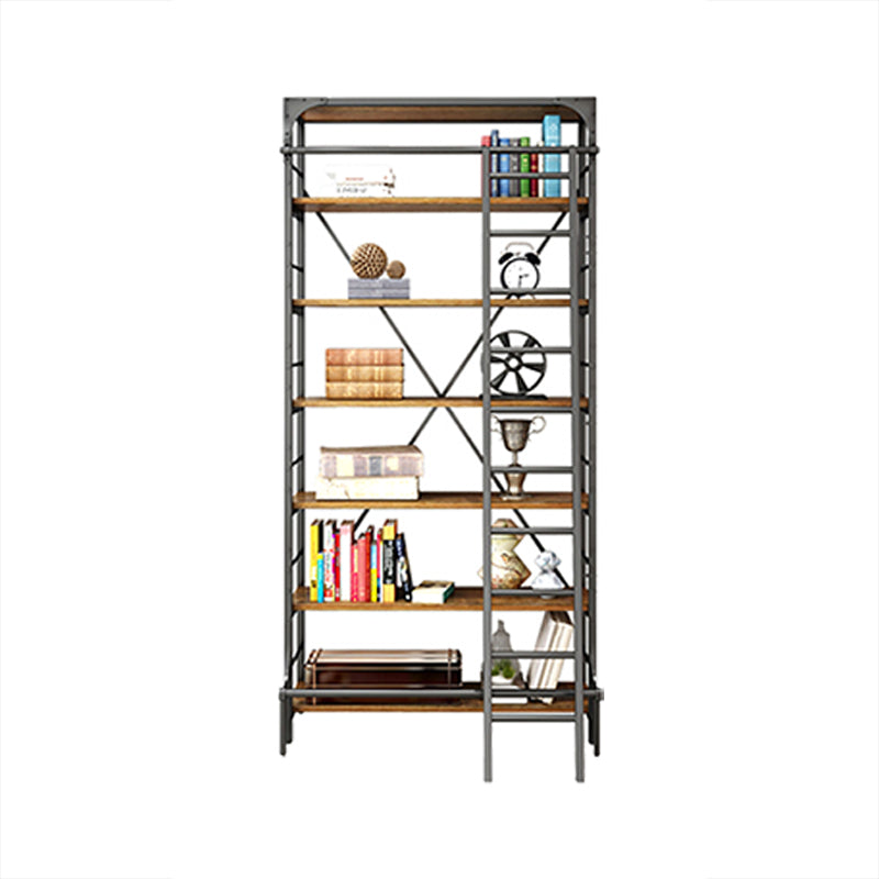 Modern Style Open Back Bookshelf Standard Metal Bookcase in Black Clearhalo 'Bookcases' 'furn' 'furn_bookcases' 'Furniture' 'Office Furniture' 6789557