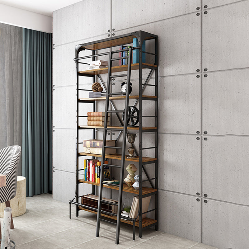 Modern Style Open Back Bookshelf Standard Metal Bookcase in Black Clearhalo 'Bookcases' 'furn' 'furn_bookcases' 'Furniture' 'Office Furniture' 6789565