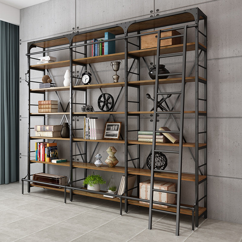Modern Style Open Back Bookshelf Standard Metal Bookcase in Black Clearhalo 'Bookcases' 'furn' 'furn_bookcases' 'Furniture' 'Office Furniture' 6789566