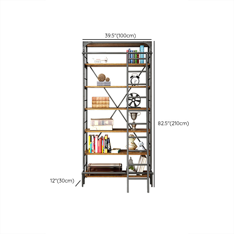 Modern Style Open Back Bookshelf Standard Metal Bookcase in Black Clearhalo 'Bookcases' 'furn' 'furn_bookcases' 'Furniture' 'Office Furniture' 6789576