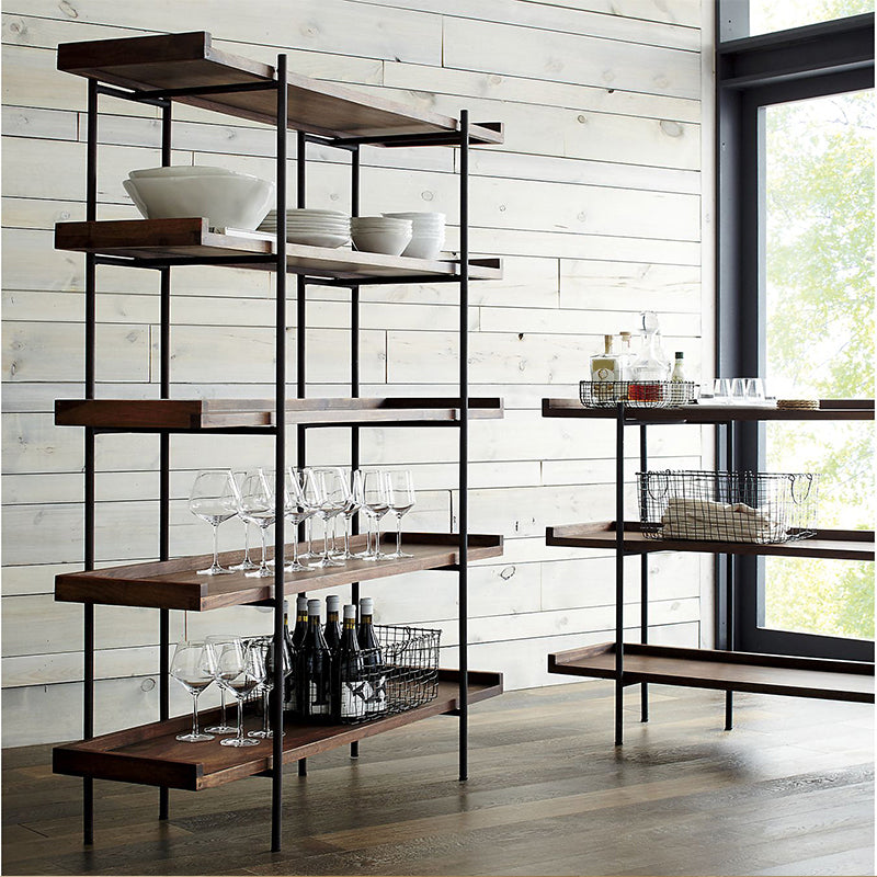Etagere Open Back Bookshelf Wooden Industrial Bookcase with Shelves Clearhalo 'Bookcases' 'furn' 'furn_bookcases' 'Furniture' 'Office Furniture' 6789639