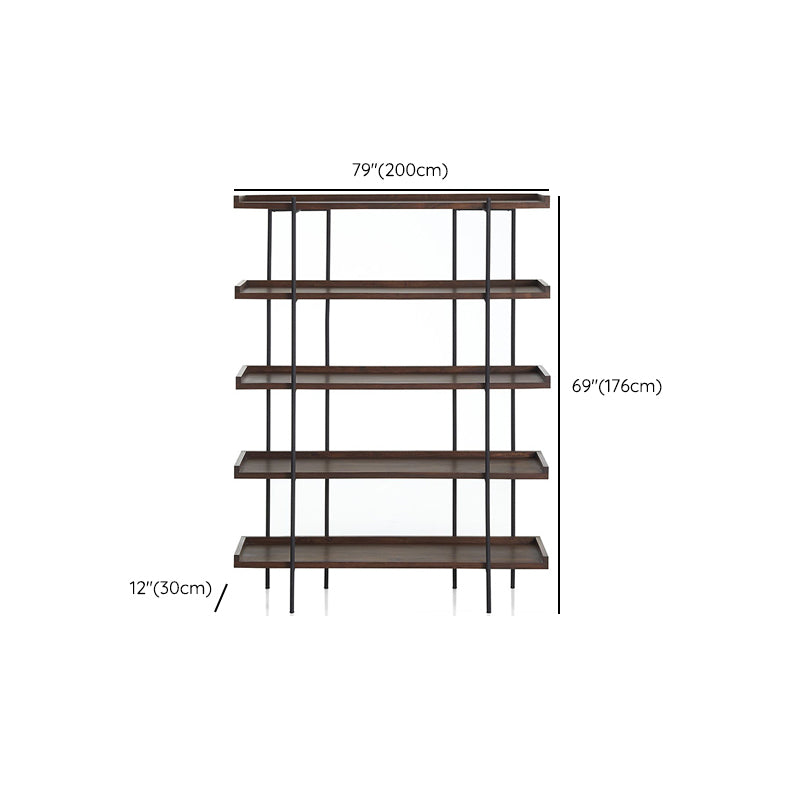 Etagere Open Back Bookshelf Wooden Industrial Bookcase with Shelves Clearhalo 'Bookcases' 'furn' 'furn_bookcases' 'Furniture' 'Office Furniture' 6789666