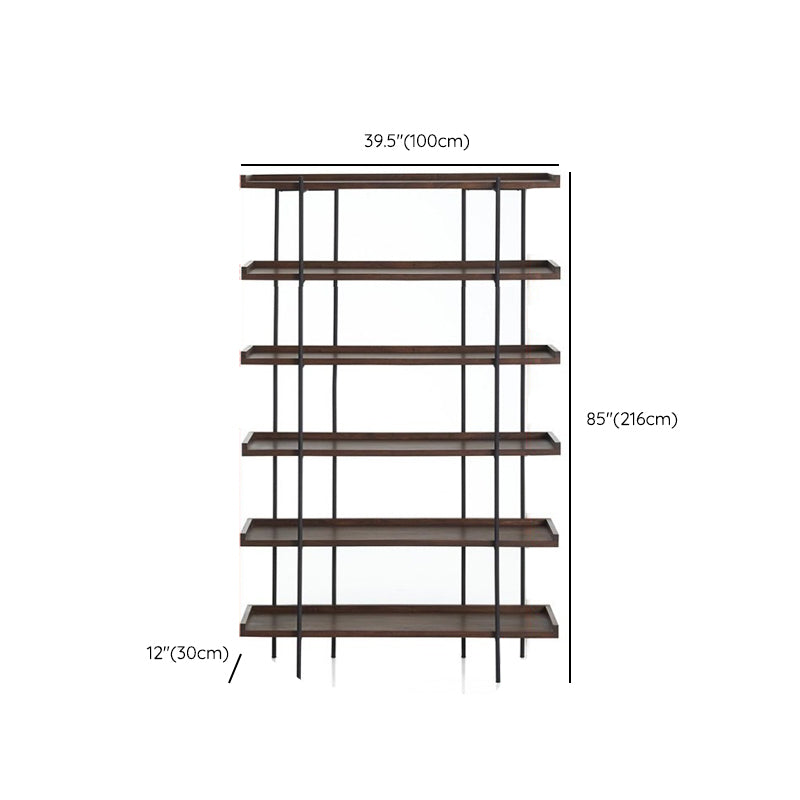 Etagere Open Back Bookshelf Wooden Industrial Bookcase with Shelves Clearhalo 'Bookcases' 'furn' 'furn_bookcases' 'Furniture' 'Office Furniture' 6789667