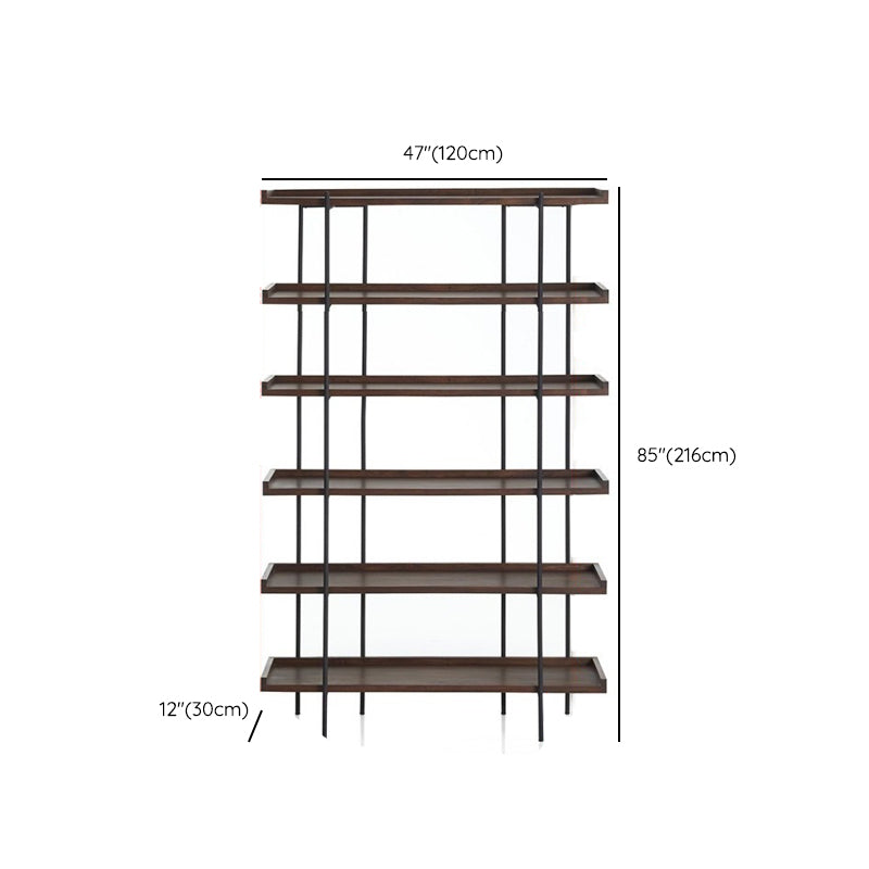 Etagere Open Back Bookshelf Wooden Industrial Bookcase with Shelves Clearhalo 'Bookcases' 'furn' 'furn_bookcases' 'Furniture' 'Office Furniture' 6789669