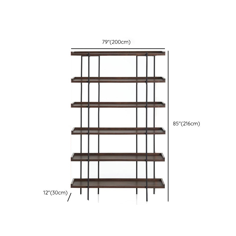 Etagere Open Back Bookshelf Wooden Industrial Bookcase with Shelves Clearhalo 'Bookcases' 'furn' 'furn_bookcases' 'Furniture' 'Office Furniture' 6789673